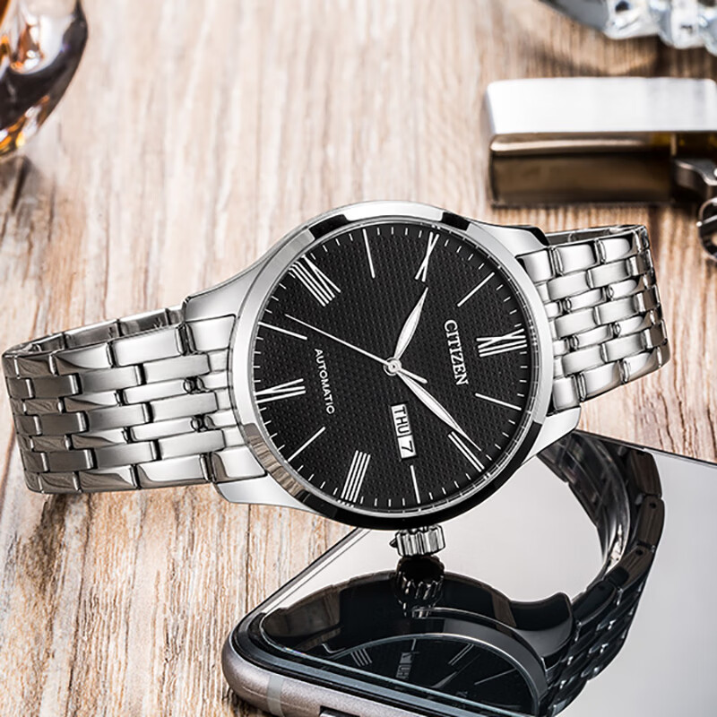 CITIZEN watch men's Japanese and Korean watch automatic mechanical day display steel belt business New Year gift NH8350-59E