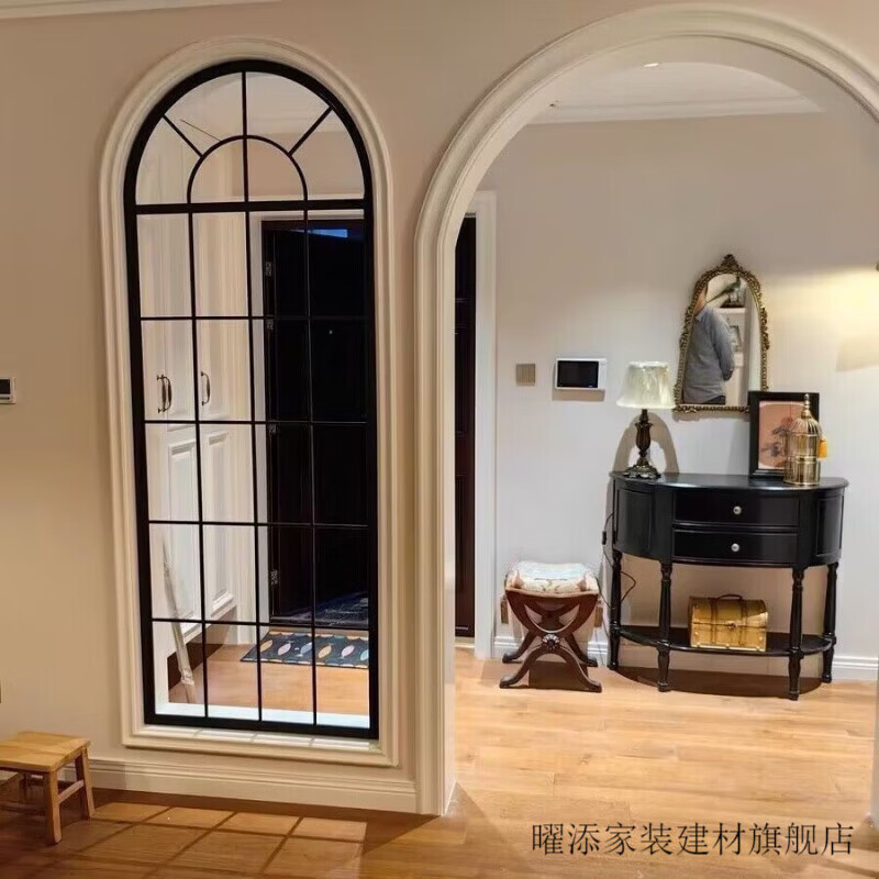 Yaotian American retro iron false windows indoor loft decoration fixed entrance Changhong glass partition arched window customization Please contact customer service for size and color customization