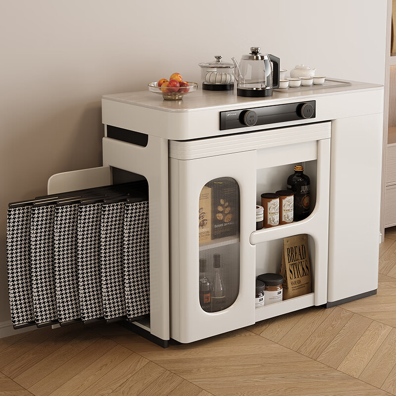 Yupin Haoting Slate Island Table Small Household Cream Retro Style Retractable Folding Mobile Sideboard Integrated Dining Table Market Edition Island Table No Tea Making