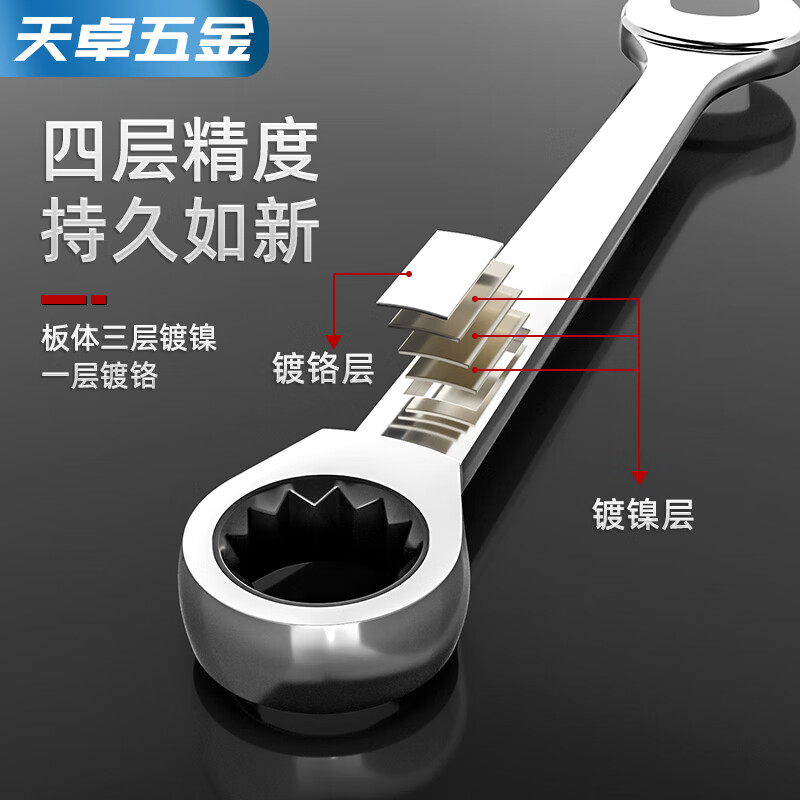 Tianzhuo Hardware Quick Plum Blossom Ratchet Wrench Automatic Two-way Opening Fast Wheel Small Ratchet Labor-Saving Industrial Grade Allegro Set 12mm