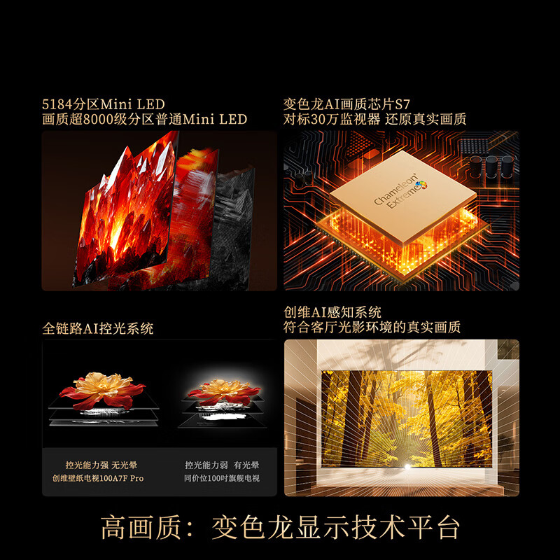 Skyworth TV A7F Pro 100-inch wallpaper TV Mini LED matte screen display ultra-thin seamless wall-mounted flicker-free screen eye protection certification national subsidy