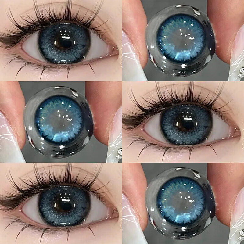 Natural beauty contact lenses, daily disposable 10 pieces, size, diameter, blue, black and brown, daily 2024 student disposable color contact lenses, Dark Night Magic Blue 14.5 (10 pieces with free eye drops + wearing tools) 0 degree
