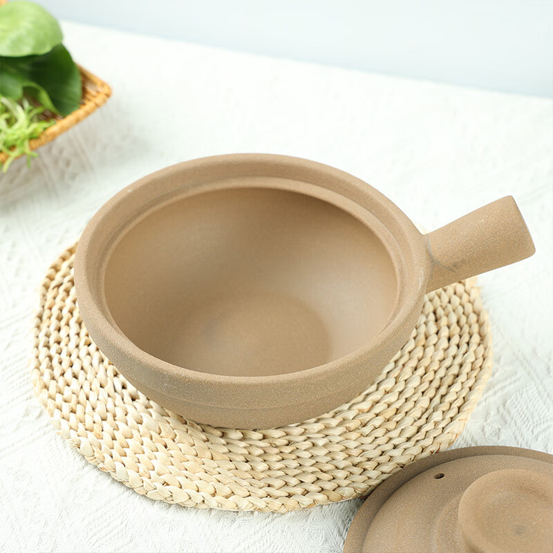 Jiushi unglazed old-fashioned clay pot rice special single handle household unglazed high temperature resistant gas stove dry-fired non-cracking casserole 2-4 people 2L