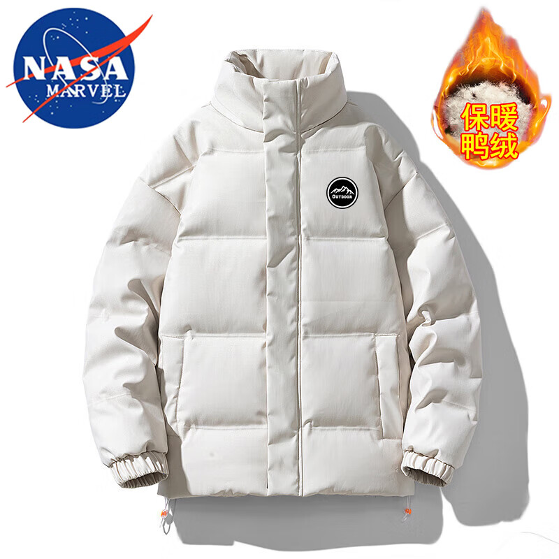 NASA MARVEL down jacket men's winter coat thickened warm bread coat stand collar versatile casual couple wear black 3XL