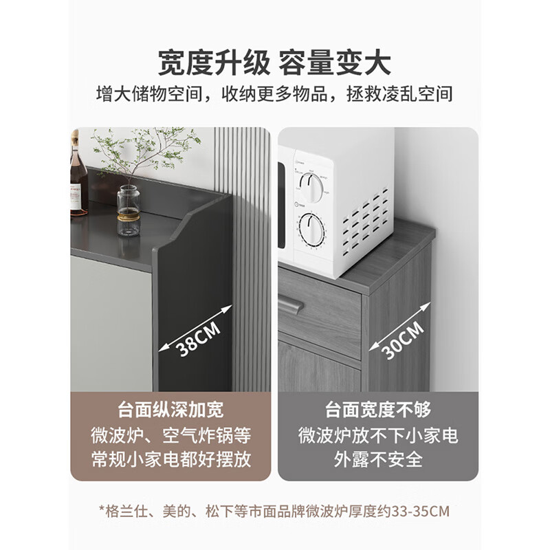 Yijiamu light luxury sideboard cupboard living room wall storage cabinet multi-functional storage cabinet modern simple tea cabinet wine cabinet classic two doors and two drawers 80*38*80CM self-assemble