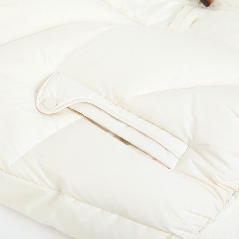 NEELLY shopping mall's same style winter new fox fur collar loose down jacket for women 90 white duck down short jacket ivory white S