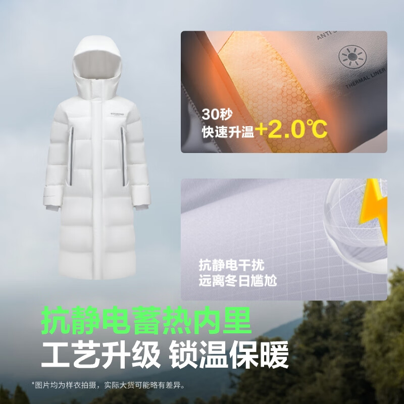 Bosideng winter down jacket for men and women, long hooded new national standard 90 fleece shopping mall same style jacket