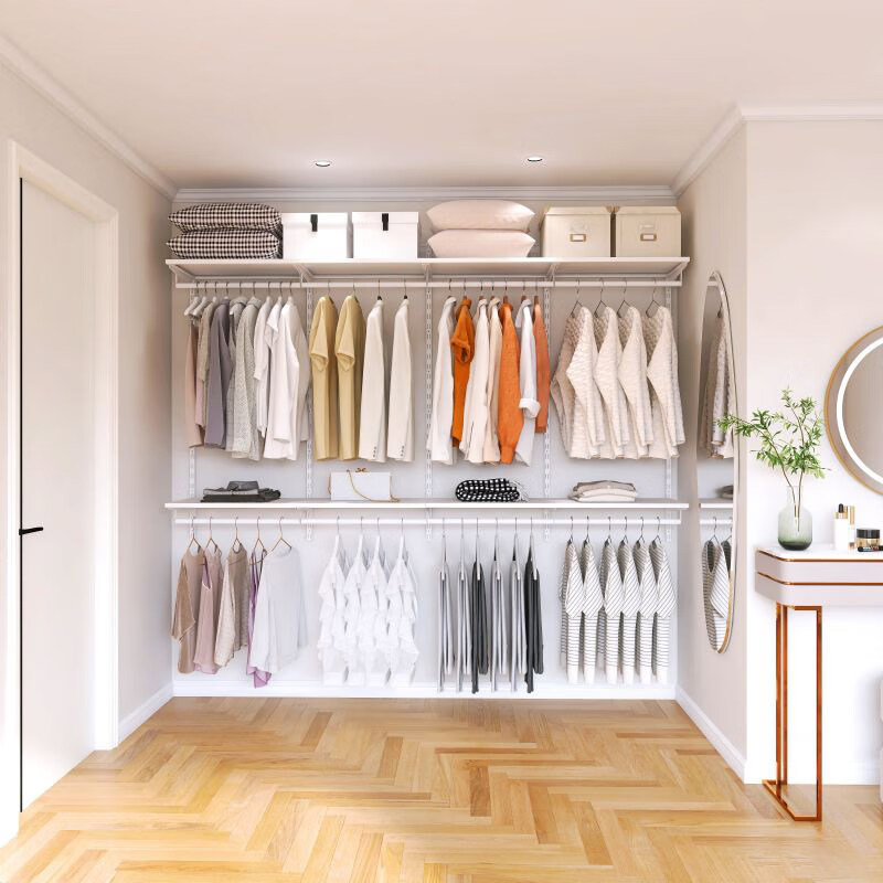 Metaslaine series 2.4m metal laminate wardrobe, cloakroom, bedroom storage room, formaldehyde-free wall wardrobe customization 2.4m metal wardrobe - plan 1 (installation included)