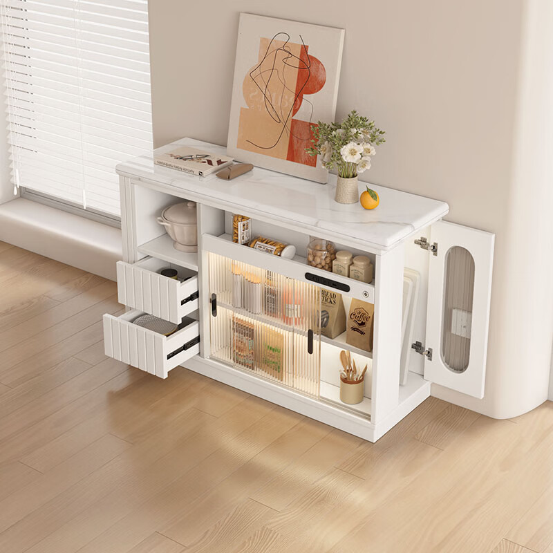 KNSJ multifunctional dining table and sideboard folding dining table rotating bar cabinet small apartment modern simple household rotating wine cabinet dining table + sideboard integrated