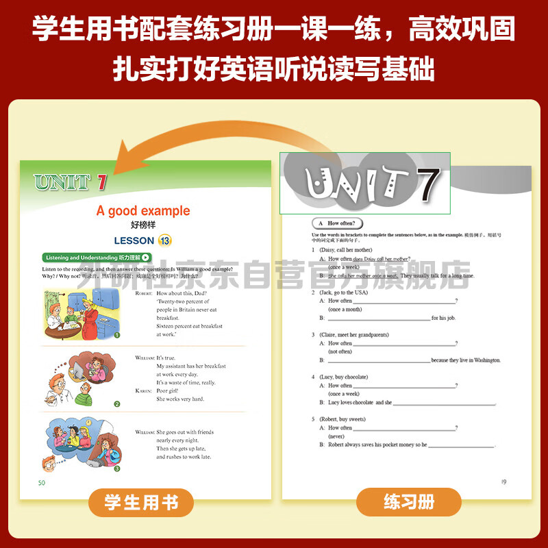 New Concept English Youth Edition 2A Learning Combination Student Book + Workbook (Smart Edition, 2 volumes in total, with video overview of key points, word and sentence reading assessment, word practice, interesting dubbing, clickable reading) Children's English introductory enlightenment textbook, Primary School English, Foreign Language Research Press