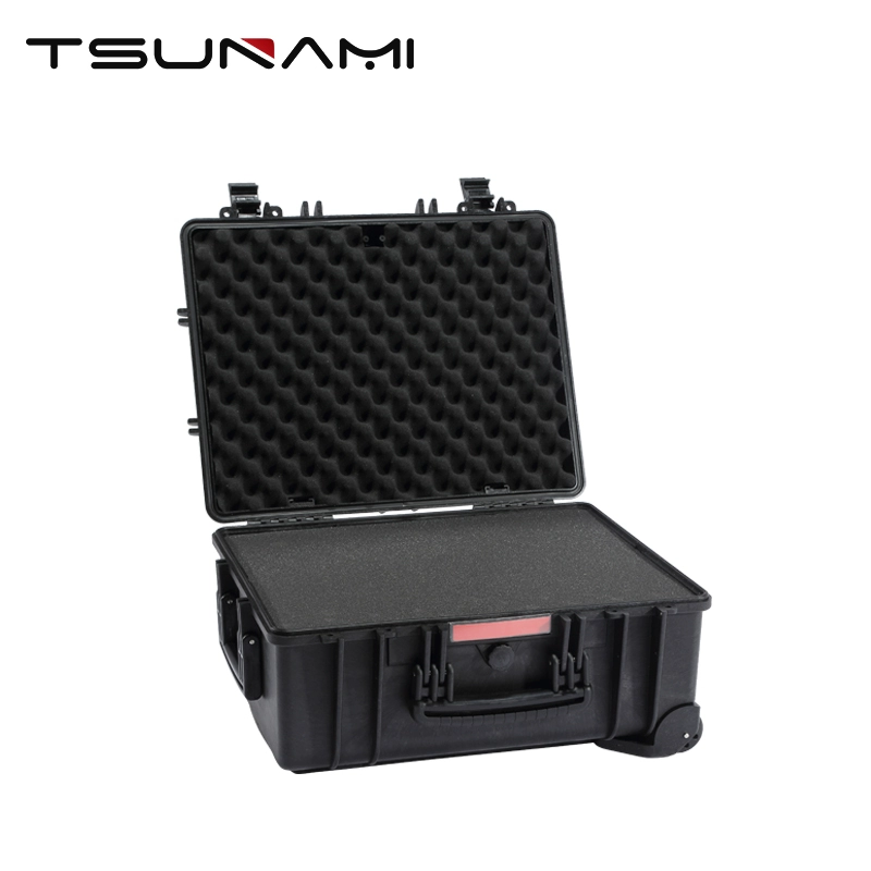 TSUNAMI trolley tool box with wheels hardware storage box industrial grade multi-layer electrical equipment box camera photography three-proof box empty box + sponge black 483720