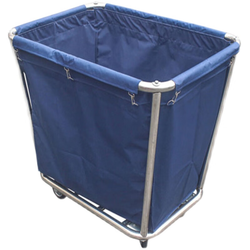 Stainless steel linen cart, hotel work cart, hotel storage cart, room service cart, room entrance cart, laundry cart, tapered double-layer linen bag blue, free shipping