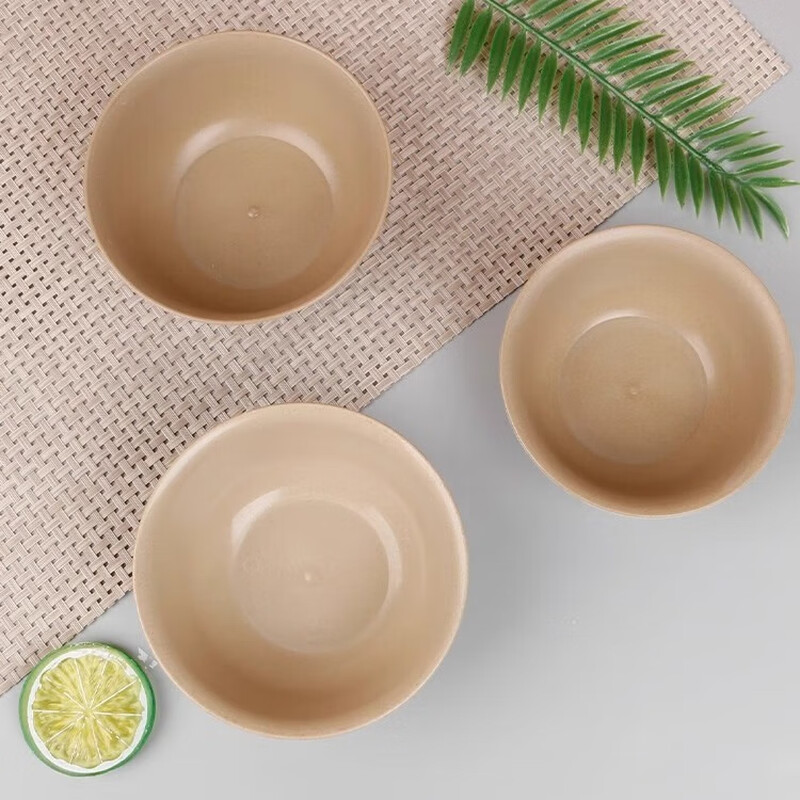 Yuling rice husk disposable tableware set of three or four pieces, bowls, cups, dishes, chopsticks and spoons, environmentally friendly and biodegradable bowls for home camping and barbecue, 20 350ml bowls