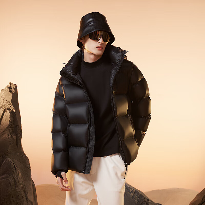 Govan Black Gold Goose Down Jacket Pioneer 2.0 Five-lattice Short Puff Down Jacket Men and Women Same Style Winter Thick Jacket Black 3XL