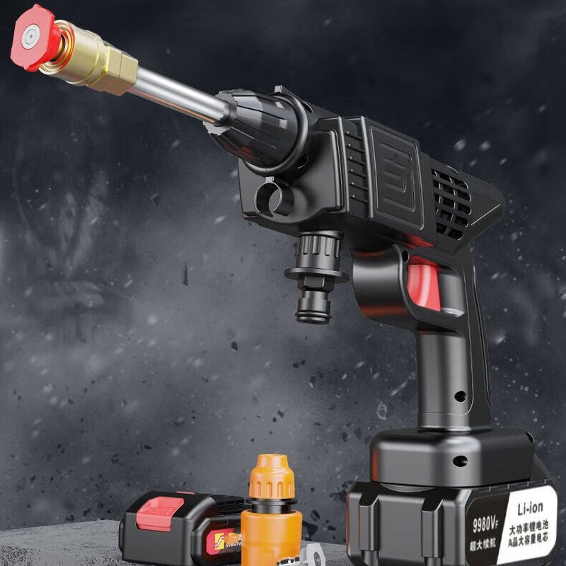 The most popular model on the whole network is Hanboshi high-power long-lasting water spray gun for household scrubbing and high-pressure water gun artifact 220v wireless household cleaning water gun car washing machine car washing water gun 12V 3 sections 2 batteries 1 charge + plastic box + 5 meters water pipe