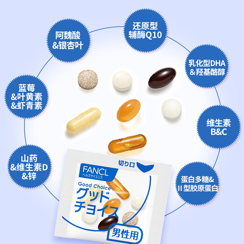 FANCL HealthScience Men's 60+ Daily Nutrition Pack 30 Bags*2 Packs Multivitamin Ginkgo Leaf High-End Gift Box Healthy Gift