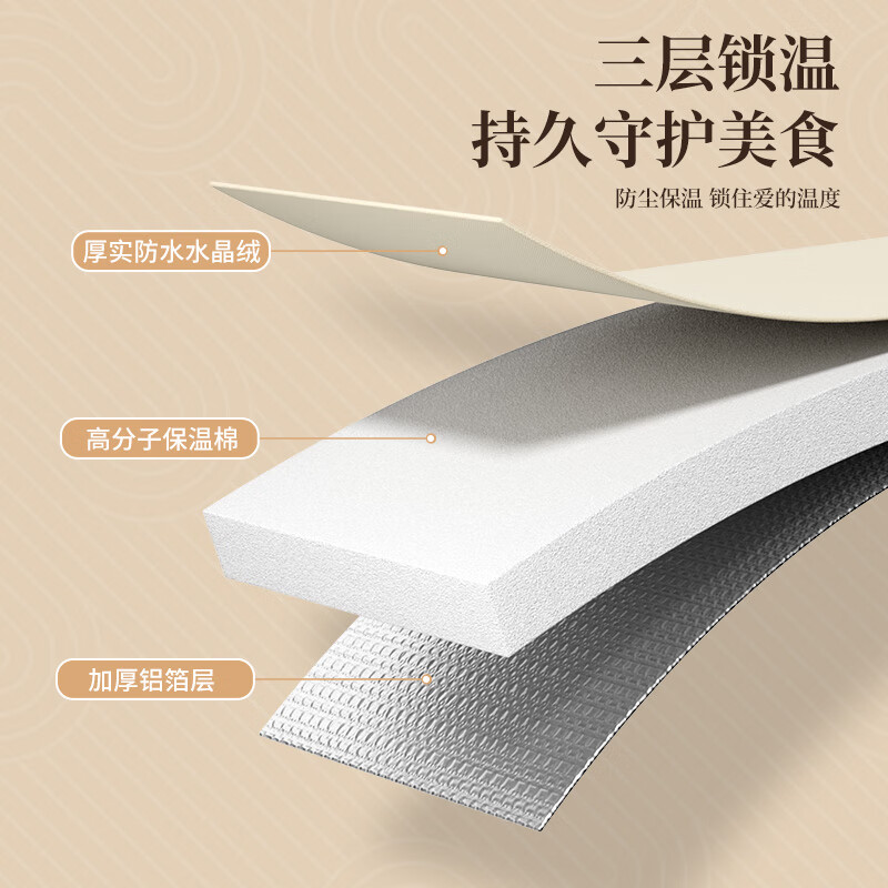 Baijie insulated vegetable cover foldable dust-proof and fly-proof dining table cover velvet cloth food cover dish cover 80cm