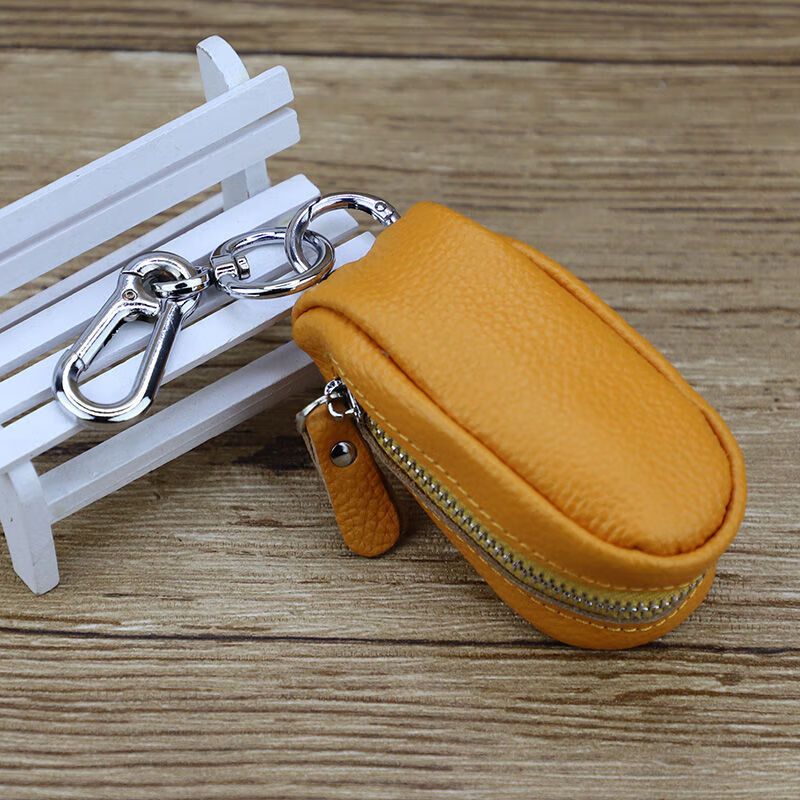Ye Yu genuine leather key bag large capacity unisex zipper car key bag simple fashion compact waist hanging household trendy black