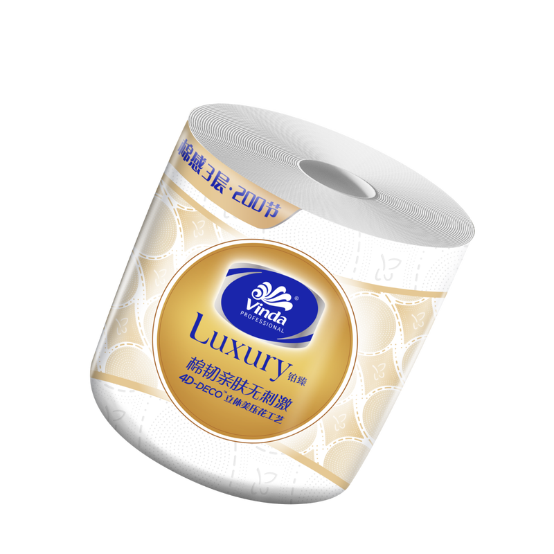 Vinda cored roll paper platinum premium 200 sections 3 layers * 10 rolls comfortable cotton feel toilet paper VS4300