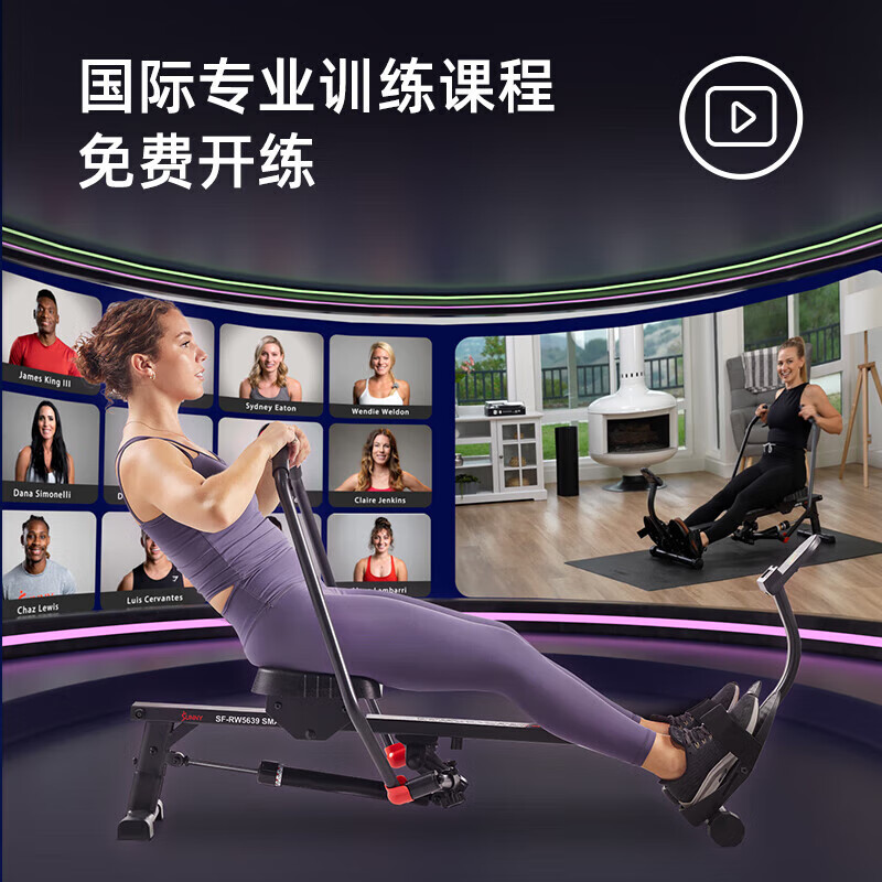 SUNNY American Hydraulic Sculls Painting Rowing Machine Silent Painting Rowing Machine Fitness Equipment Home Super Fat Burning APP European and American Same Style Package Installation/360 Jin Load Bearing