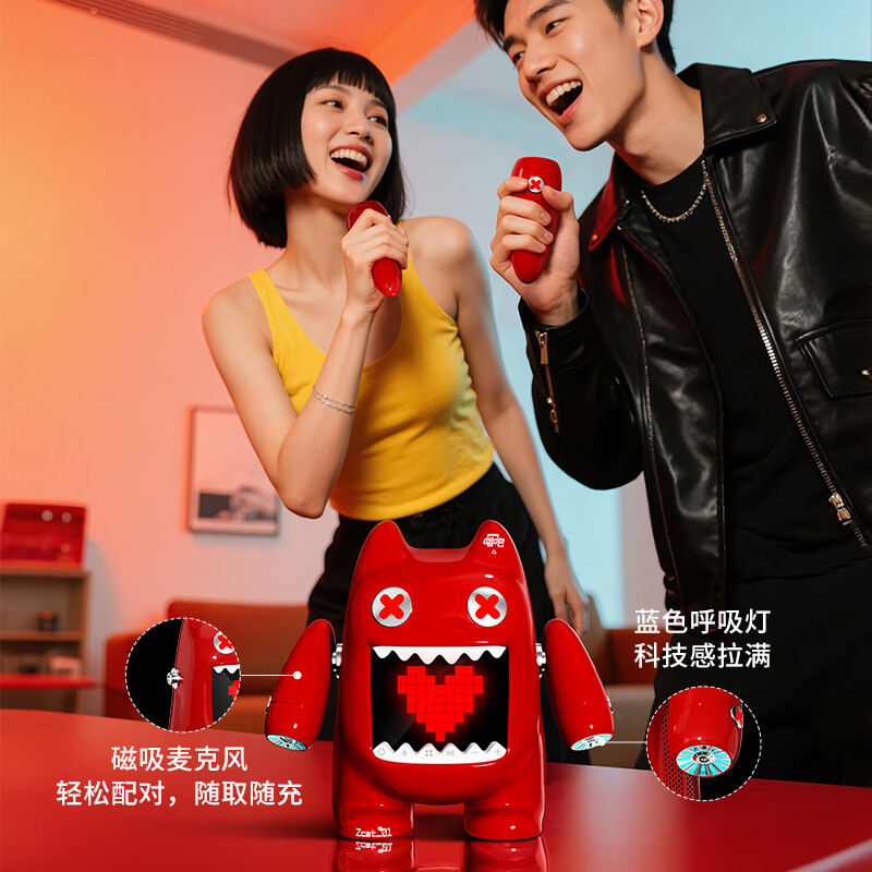 Singba Little Arena Devil Cat co-branded karaoke speaker, mobile phone wireless microphone, computer TV Bluetooth small speaker, karaoke family KTV birthday gift