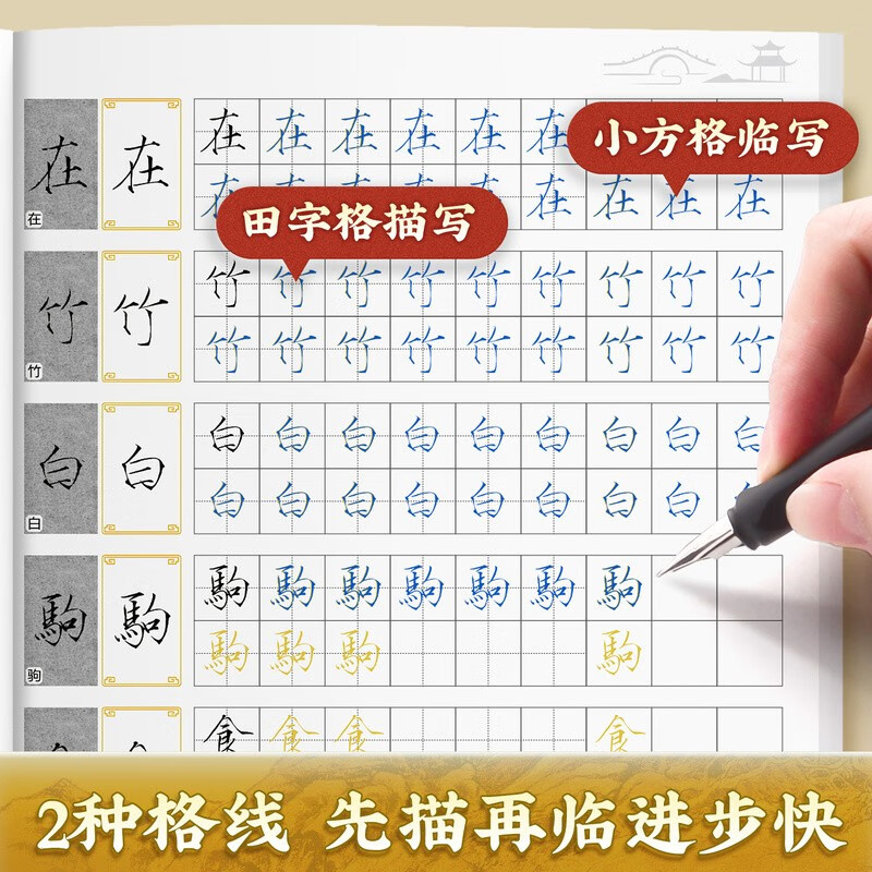 Huaxia Ten Thousand Volumes Song Huizong's Regular Script Thousand-Character Pen Regular Script Practice Copybook Hard-pen Calligraphy Copying and Tracing Red Traditional Chinese Characters Tutorial for College Students and Beginners to Tracing Red