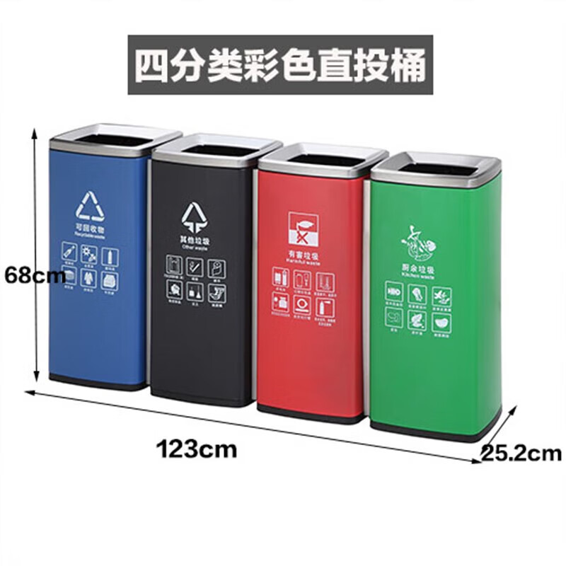 MPPMCK classified garbage stainless steel foot bucket elevator entrance double bucket three-in-one indoor office corridor large capacity rose red three-color bucket direct delivery