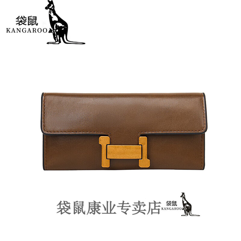 Kangaroo Wallet Women's Short 2024 Chinese Valentine's Day Light Luxury Retro Large Capacity Multi-Card Slots High-Value Folding Long Wallet Long Black