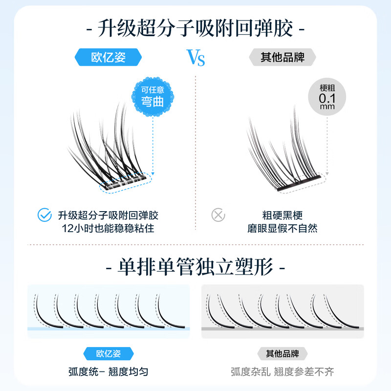 Oeiez glue-free false eyelashes, natural and natural simulated grafting, mother-like feeling, self-adhesive, non-picky, enlarged eyes, recommended by novices