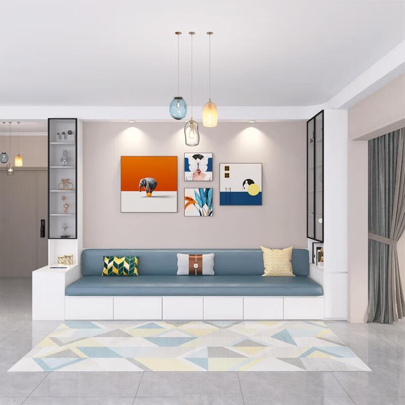 Ximofang living room sofa cabinet integrated storage card seat bookcase with cabinet door small apartment tatami sofa side cabinet combination style 1 230cm card seat bookcase