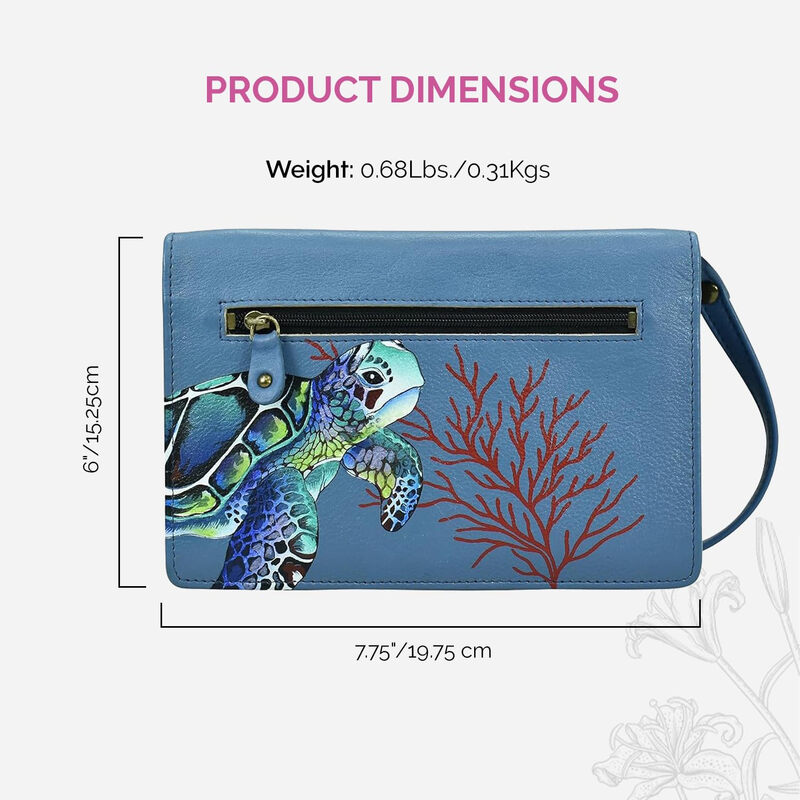 Anna by Anuschka Wallet Women Leather Hand Painted Leather Organizing Wallet Sapphire