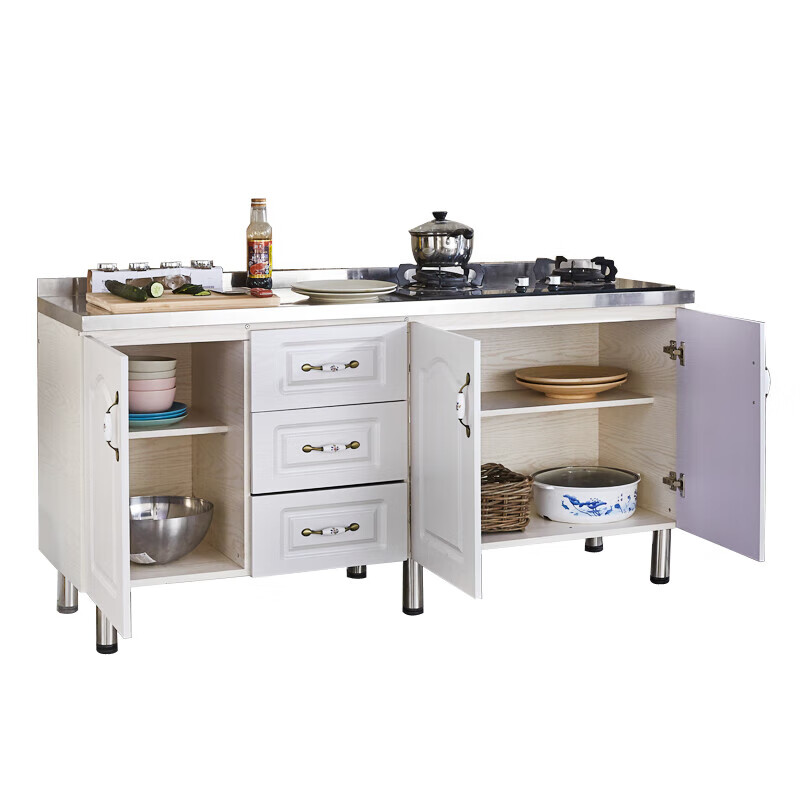 Aoyanlai kitchen integrated cabinet stove cabinet integrated household stainless steel economical dish cabinet simple storage integrated 160cm four-door flat model