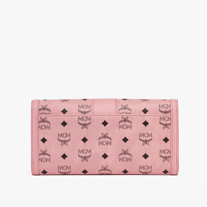 90% new MCM TRACY large leather chain wallet crossbody bag for women peach blossom pink gift