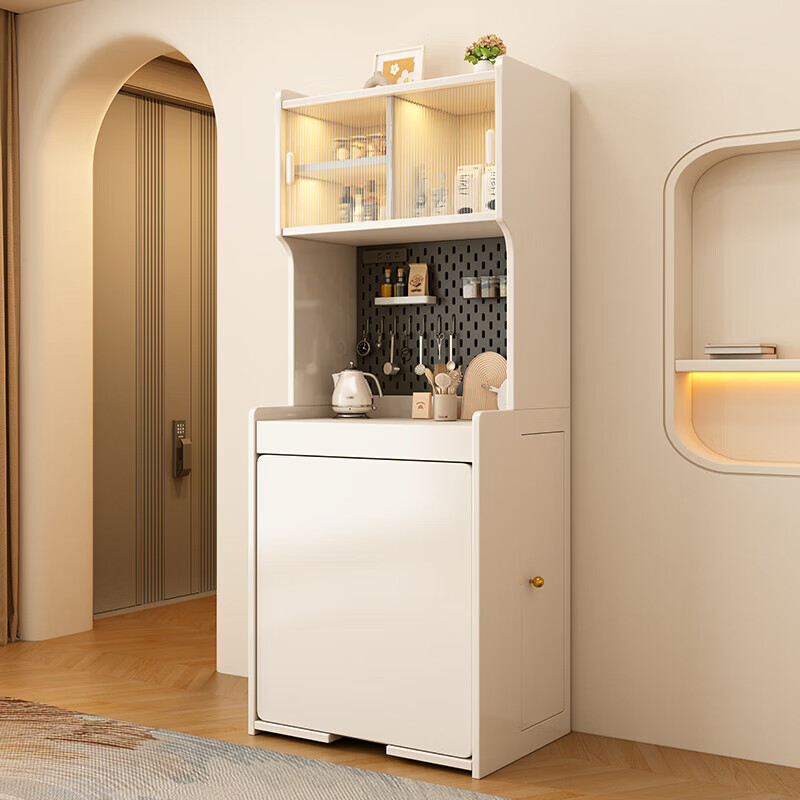 Senneng retractable folding dining table modern simple household small apartment storage sideboard multi-functional cream style dining table 64cm retractable dining table + folding leather chair x4