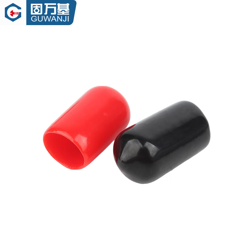 Guwanji PVC rubber protective cap external thread screw protective sleeve screw rod round cap plastic hose casing cap plug black 15x20 (50 pcs)