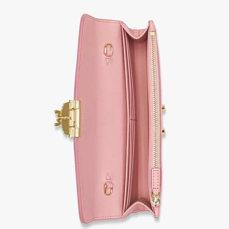 90% new MCM TRACY large leather chain wallet crossbody bag for women peach blossom pink gift