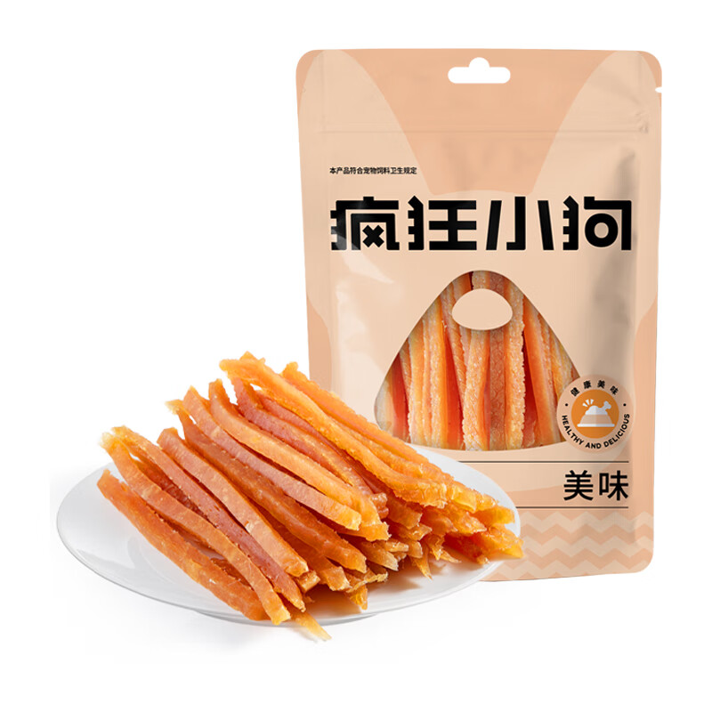 Crazy Puppy Pet Dog Snacks Teddy Young Adult Dog Molars Pure Meat Jerky Strips Golden Chicken Soft Shreds 300g