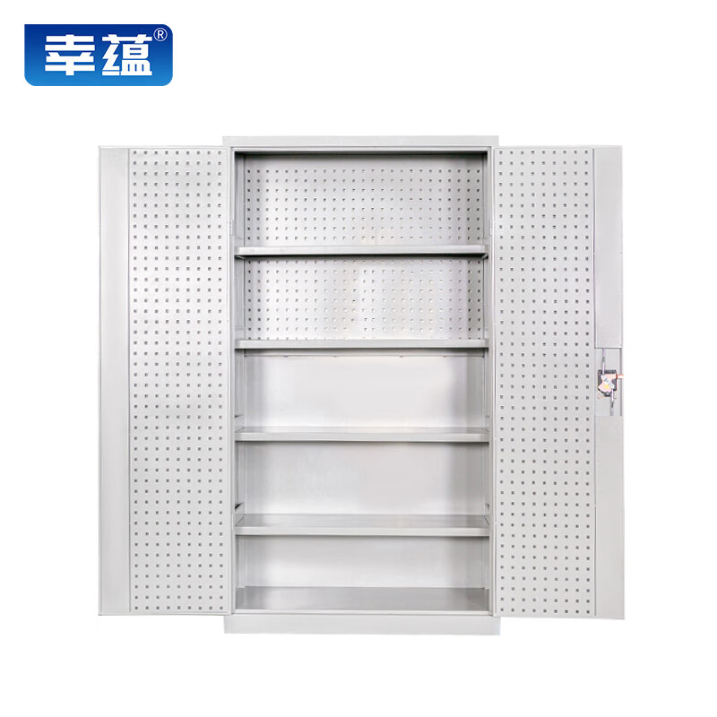 Xingyun tool cabinet workshop heavy-duty storage cabinet with hanging plate iron cabinet thickened factory storage cabinet gray and white mesh four panels