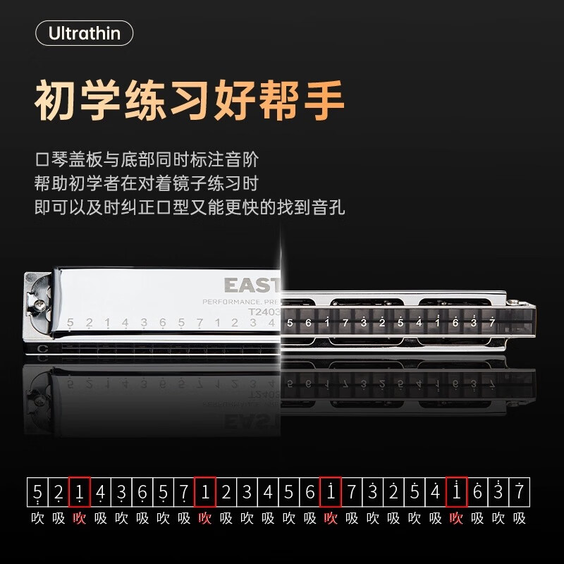 Dongfang Ding (EAST TOP) 24-hole polyphonic harmonica student C key adult practice beginner harmonica playing professional T2403S 2.0