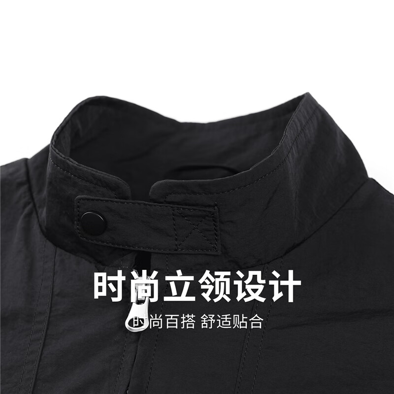 Dances with Wolves Harrington Stand Collar Jacket Men's 2025 Autumn New Men's Versatile Easy-Care Windproof Jacket 1075 Black 001 L (175)