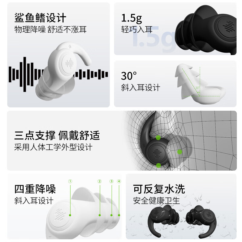 Jiagomei sleeping earplugs, super soundproof and not harmful to the ears, factory noise reduction and anti-noise, student study travel soundproof earplugs, eye mask, three layers of noise reduction, washable, black