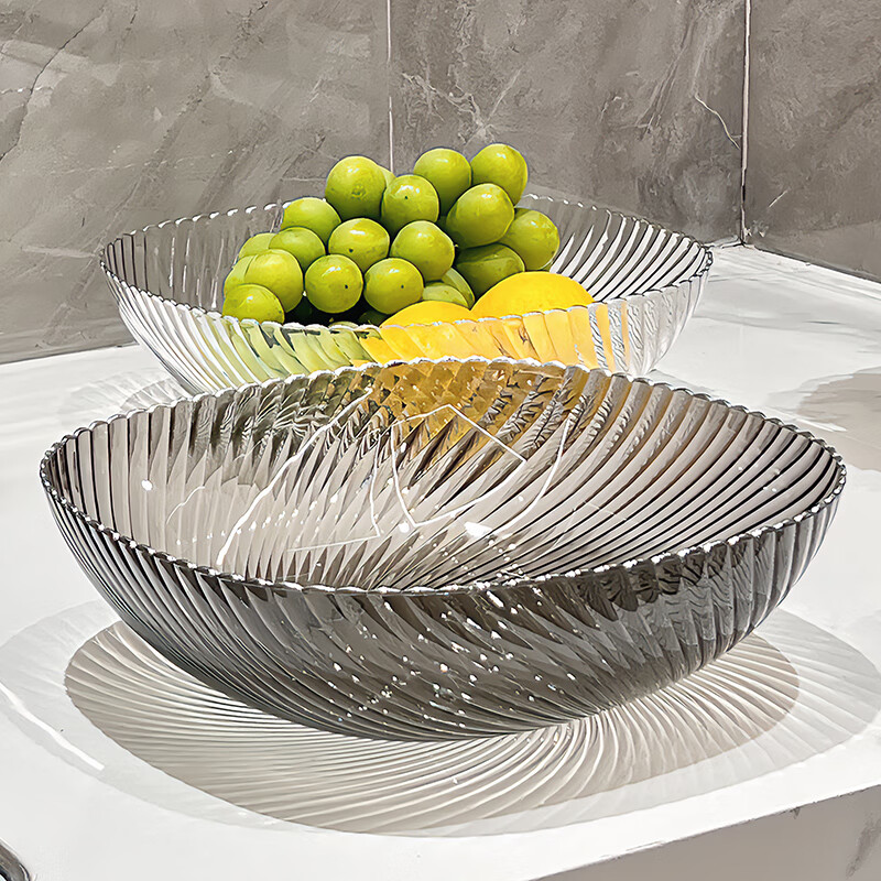 Baiji fruit plate snack plate living room household dry fruit plate tray candy nut plate transparent gray transparent mixed color two-piece set