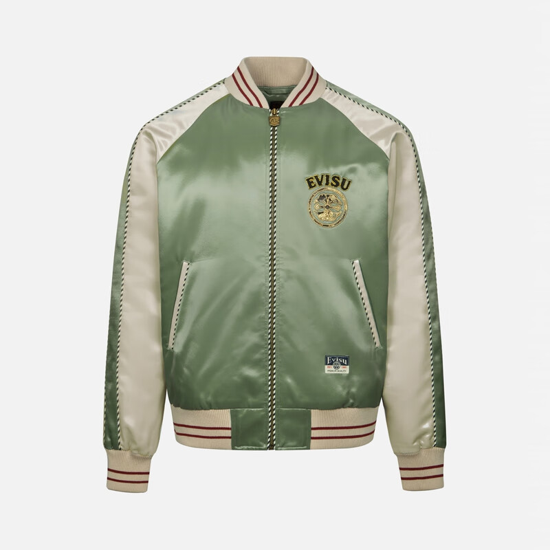 EVISU Fukushin Autumn Men's Carp Embroidered Yokosuka Jacket 2EAHTM4JK7105RXYQ Light Green L