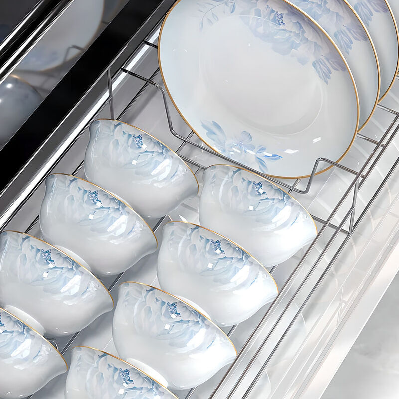 Ruxi Jingdezhen 2025 new bone china tableware household Chinese tableware complete set of Chinese bowl set high-end housewarming gift Blue Lotus 6-person meal 38-piece set