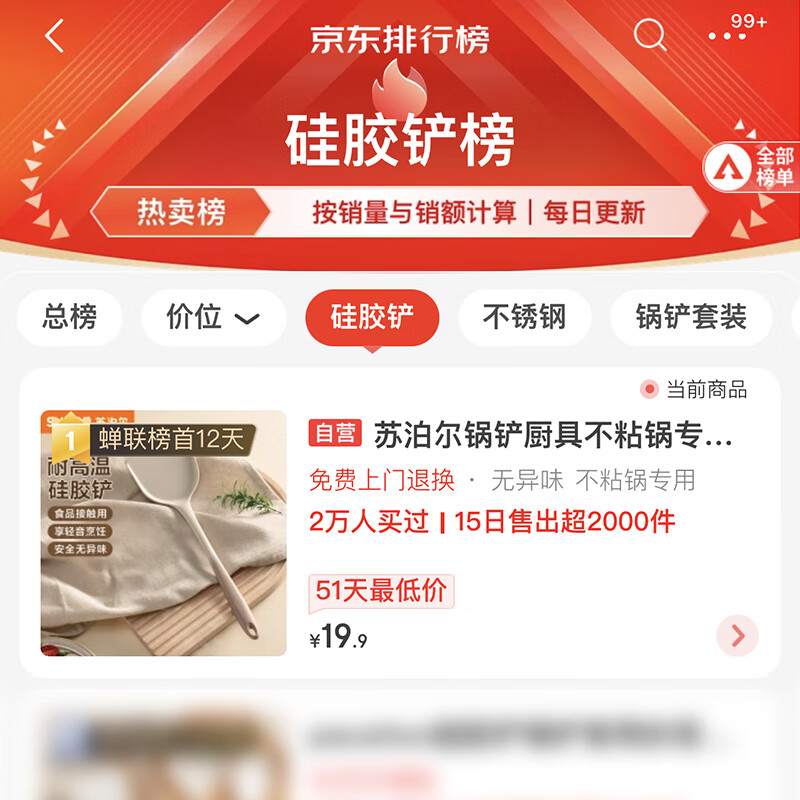 Supor spatula kitchenware non-stick pan special food grade silicone spatula high temperature resistant spatula for cooking