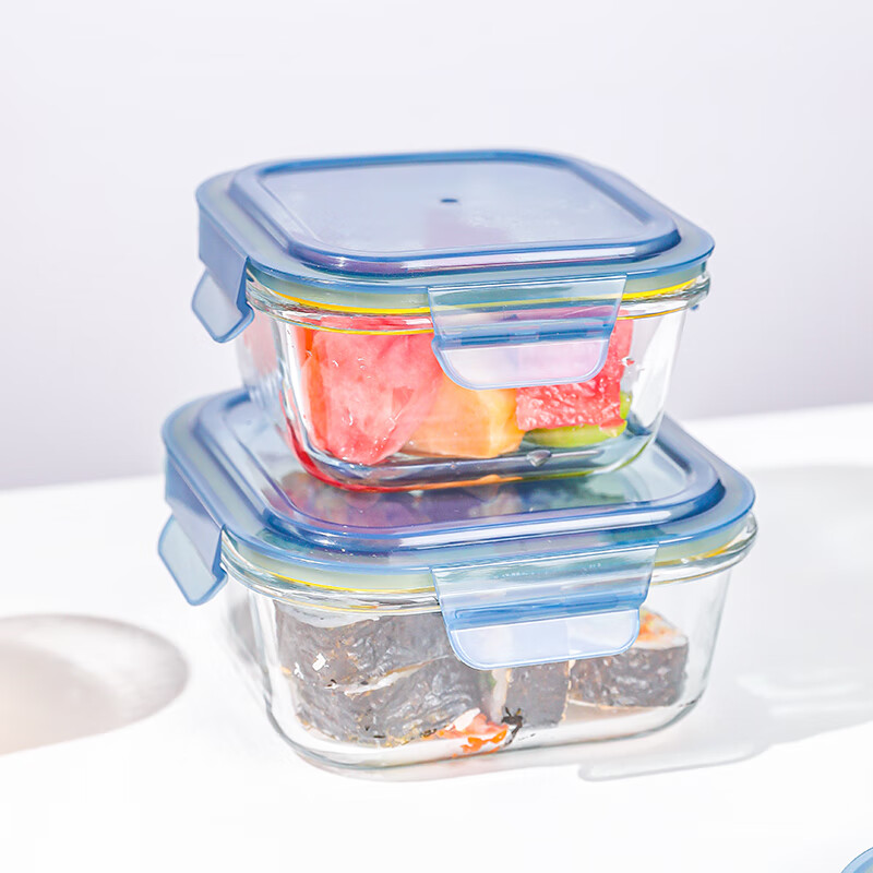 LOVWISH high boron glass fresh-keeping lunch box, microwaveable, special lunch box grid, fresh-keeping and heat preservation partition type refrigerator, LOVWISH integrated lid, square, single piece, 800ml