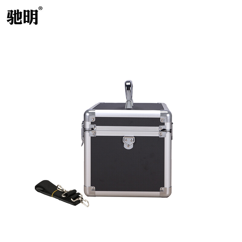 Chiming aluminum alloy tool box small suitcase equipment instrument box document storage box household storage box event prop box inspection tool box 019 black box filled with cotton 34x22x22cm