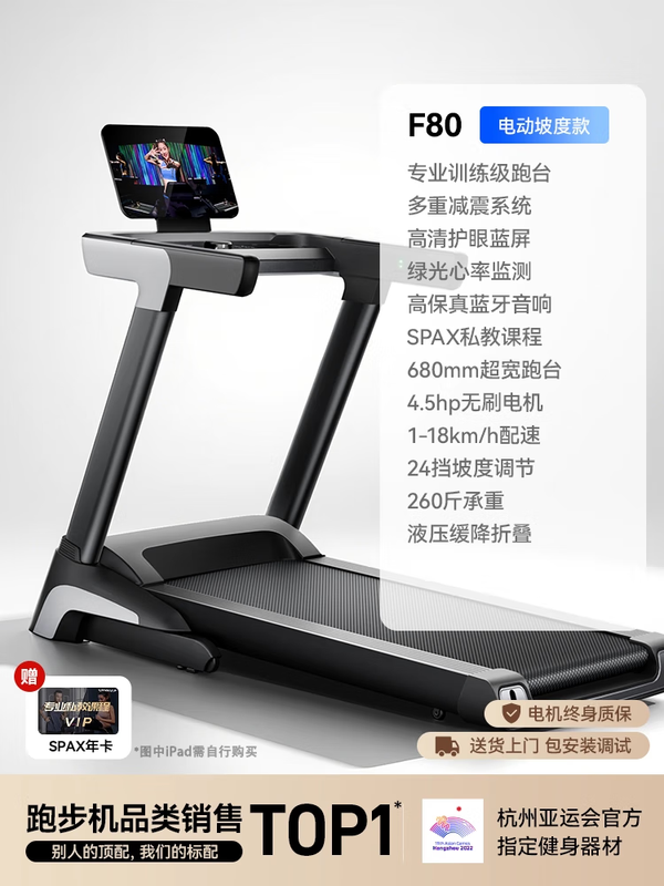 YOU MEI A8 treadmill for home gym, foldable small for women, large for men indoors, 24-speed electric slope model F80