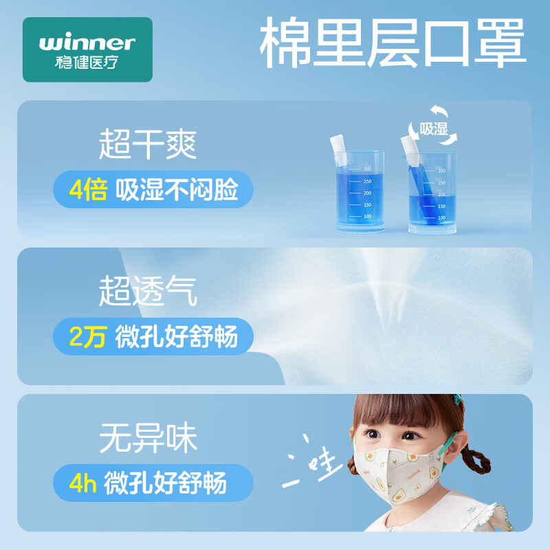 Robust cotton inner layer children's mask 3D three-dimensional S size 3-6 years old ancient poetry printed skin-friendly breathable hypoallergenic