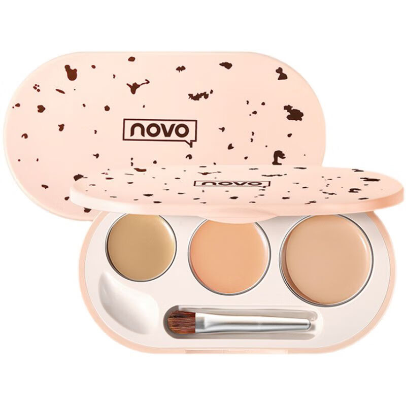 NOVO three-color concealer covers spots, dark circles on the face, conceals acne marks and fine lines, powerful giant concealer palette for men and women 02 natural color